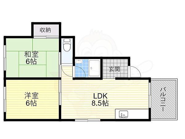 大阪府摂津市香露園(賃貸マンション2LDK・2階・38.80㎡)の写真 その2