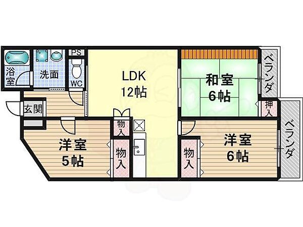 大阪府茨木市玉島２丁目(賃貸マンション3LDK・3階・67.64㎡)の写真 その2