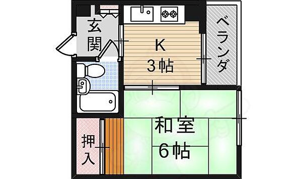 大阪府茨木市郡山２丁目(賃貸マンション1K・2階・21.45㎡)の写真 その2