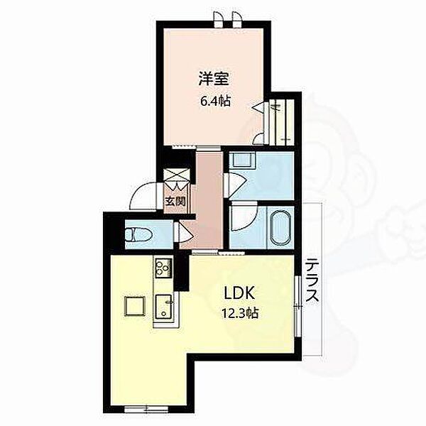 大阪府茨木市寺田町(賃貸アパート1LDK・1階・46.61㎡)の写真 その2