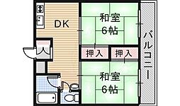 千里丘西コーポ 2DKの間取図画像