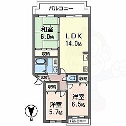 JR東海道・山陽本線 茨木駅 徒歩31分の賃貸マンション 4階3LDKの間取り