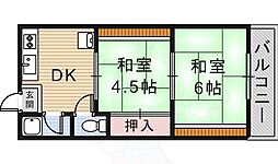 上中条ハイツ 2DKの間取図画像