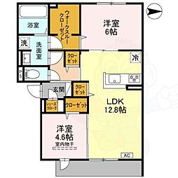 (仮称)D-ROOM高槻市宮田町3丁目PJ 1階2LDKの間取り