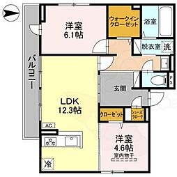 (仮称)D-ROOM高槻市宮田町3丁目PJ 3階2LDKの間取り