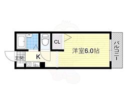 ブロッサムコート 1Kの間取図画像
