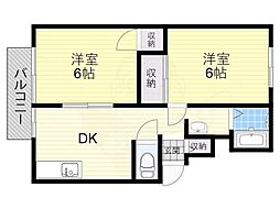 サンハイツ千原 2DKの間取図画像