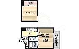光栄ハイツ千里丘 1Kの間取図画像