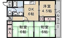ハピロング鳥飼 3DKの間取図画像