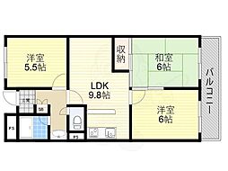 天王タウンハイツ 3DKの間取図画像