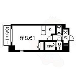 ロイス南茨木 ワンルームの間取図画像