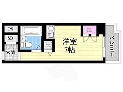 美穂ケ丘サカタハイツ ワンルームの間取図画像