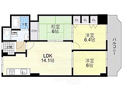 メガロコープ茨木2 3LDKの間取図画像