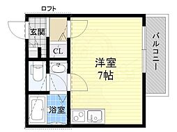 メゾン・ド・クレアーレ千里丘 ワンルームの間取図画像