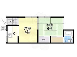 中里コーポ 2Kの間取図画像