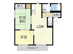 ラクシュミー鳥飼B棟 2LDKの間取図画像