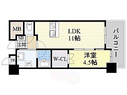 ヴェルドゥール南茨木 1LDKの間取図画像