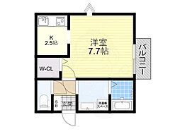 シューンハイム 1Kの間取図画像
