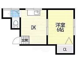 内山第三マンション 1DKの間取図画像