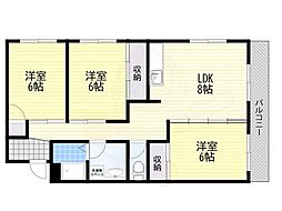 山口第2ビル 3LDKの間取図画像