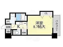 サウスアルカディア 1Kの間取図画像