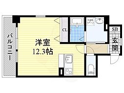 レフィナード茨木 ワンルームの間取図画像