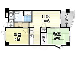 サンハイツ1 2LDKの間取図画像