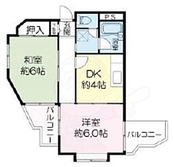 フローレンス西宮1 2DKの間取図画像