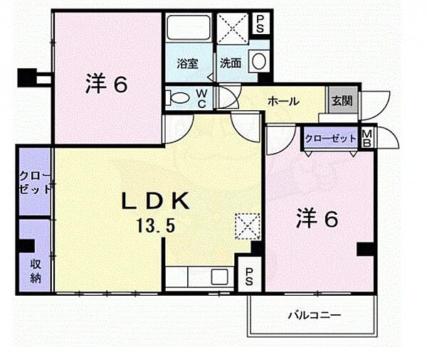 ディアコート ｜兵庫県宝塚市鹿塩１丁目(賃貸マンション2LDK・3階・64.80㎡)の写真 その2