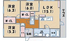 ルクリアB棟  ｜ 兵庫県西宮市荒木町（賃貸アパート3LDK・3階・82.96㎡） その2