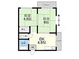 サンハイツ中西 2DKの間取図画像