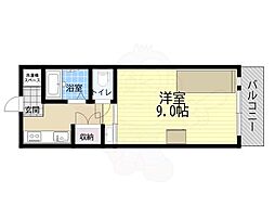 パンプランテ甲子園 3階1Kの間取り