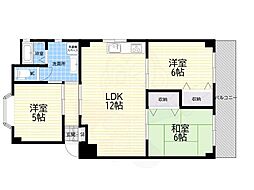 サンハイツ西宮 3LDKの間取図画像