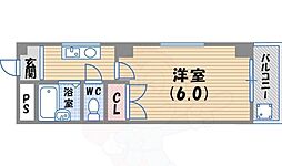 フレンズB 1Kの間取図画像