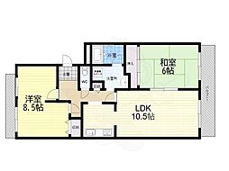 エバーグレイス西宮 2LDKの間取図画像