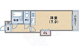 ハイネス門戸 ワンルームの間取図画像