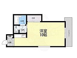 サンハイツ香枦園 ワンルームの間取図画像