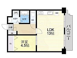 メインステージ里中町 1LDKの間取図画像
