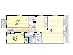 キャッスルプラザ西宮 2LDKの間取図画像