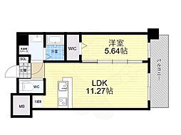 西宮市常磐町マンション 1LDKの間取図画像