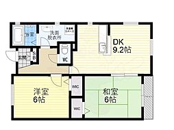 ソレアード甲東園 2LDKの間取図画像