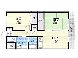 小玉ハイツ 2LDKの間取図画像