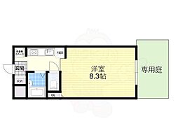 パラツィーナ甲子園口 ワンルームの間取図画像