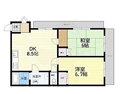 西宮ハイム4 2LDKの間取図画像