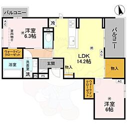 NIGAWA RESIDENCE2 2LDKの間取図画像