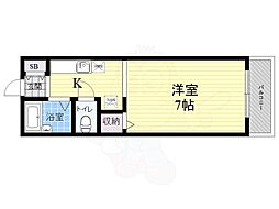 ラッキータウン2番館 1Kの間取図画像