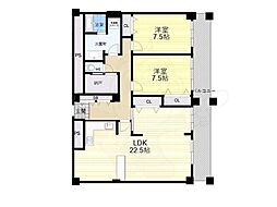 メゾン甲子園北棟 2LDKの間取図画像