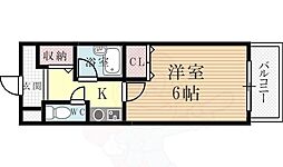 メルベーユ西宮 1Kの間取図画像