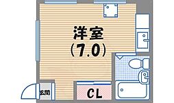 リバーヒルハイツ ワンルームの間取図画像