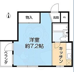 リバーヒルハイツ ワンルームの間取図画像